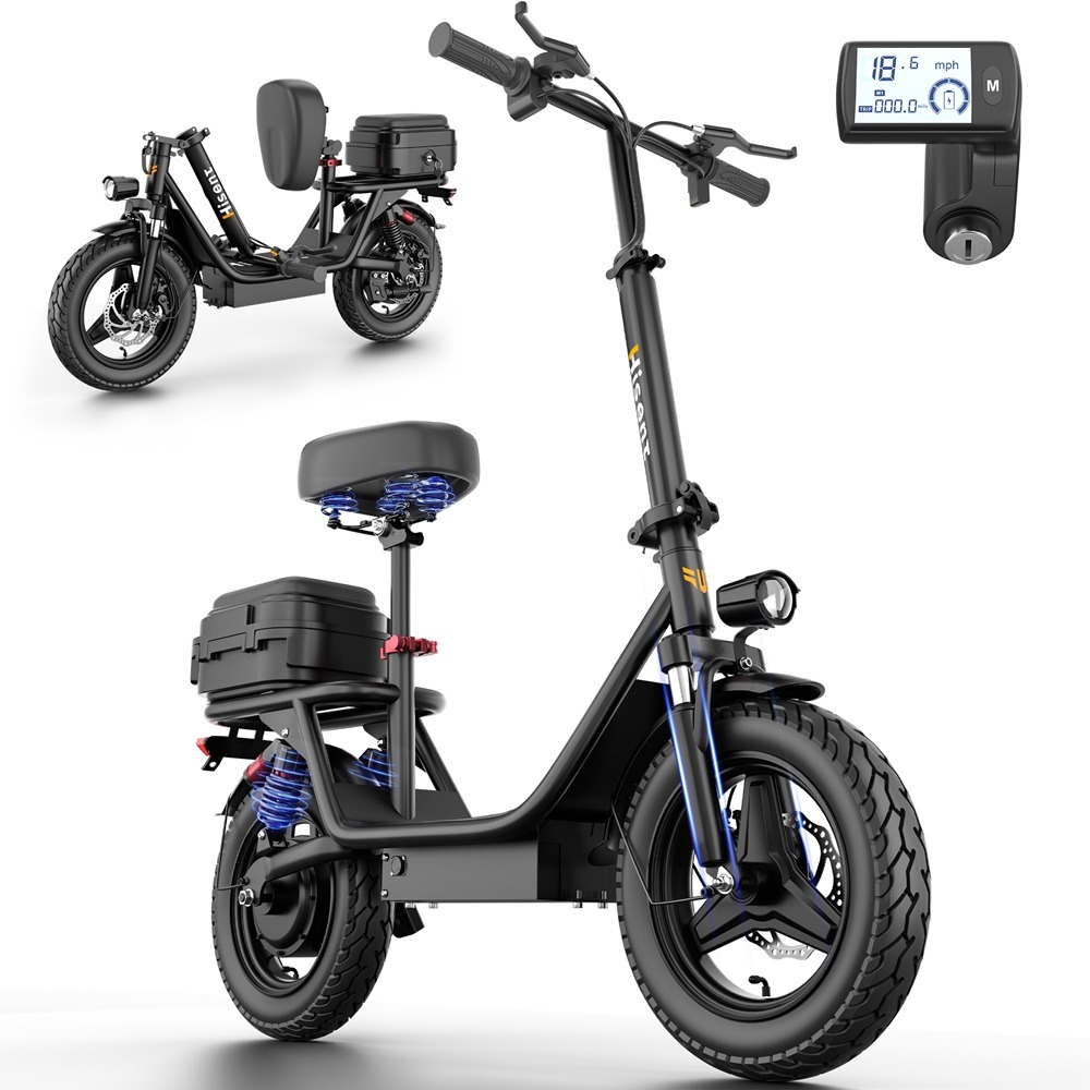 Hisent B2 Series Electric Scooter for Adults and Teenagers-Black