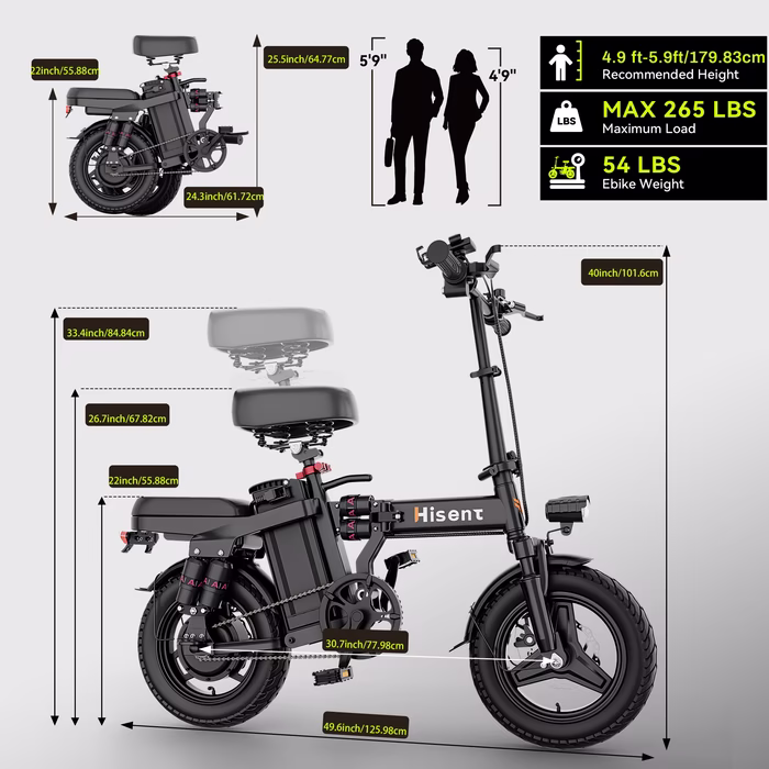 F9 Folding Black Electric Bike