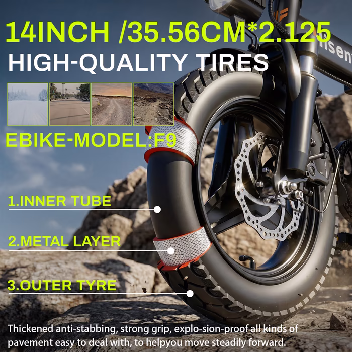 F9 Folding Black Electric Bike
