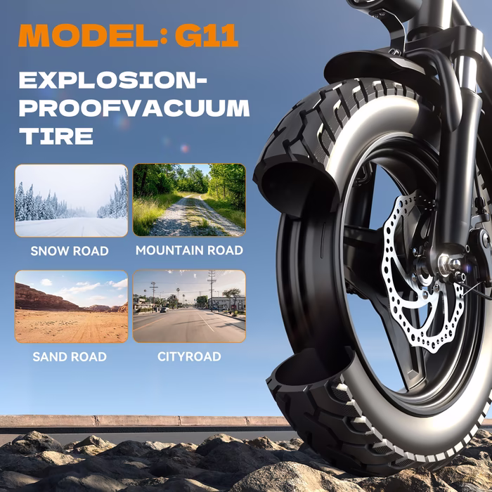 G11 Commuter Black Electric Bike With Battery Indicator